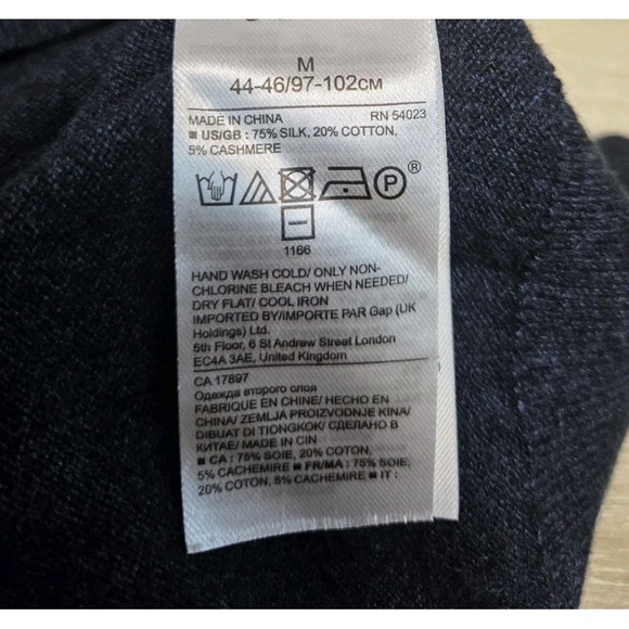 Banana Republic Mens V-neck Navy Luxury Blend Med. Sweater  Silk Cotton Cashmere - Picture 5 of 7